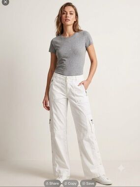Bobby J White cream Cargo Pants cotton NWOT jr sz 9 urban street wear festival